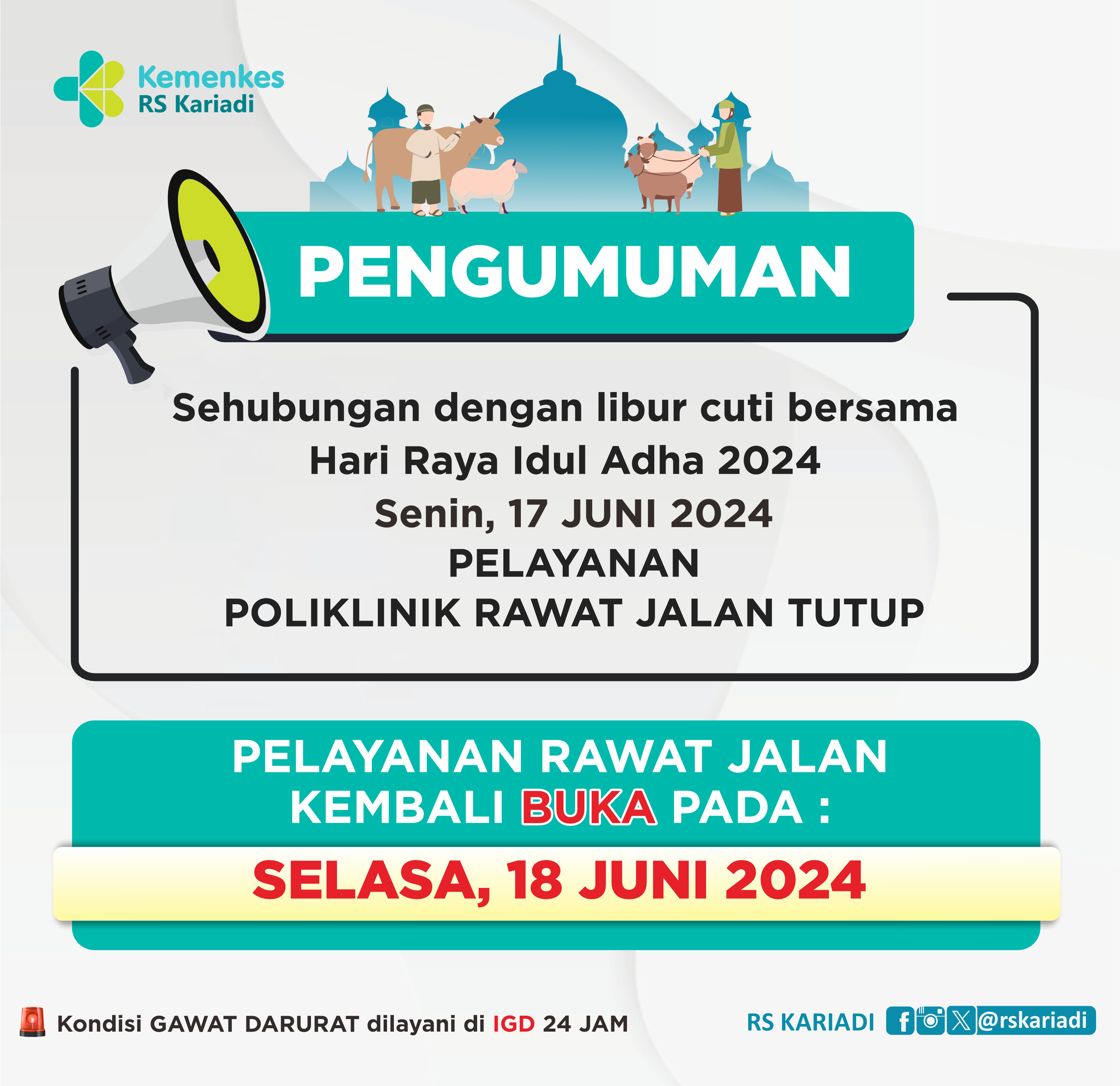 Informasi Pelayanan Masa Libur dan Cuti Bersama Idul Adha 2024